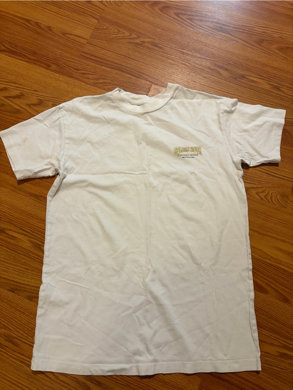 Cotton On White T‑Shirt with Small Yellow Logo